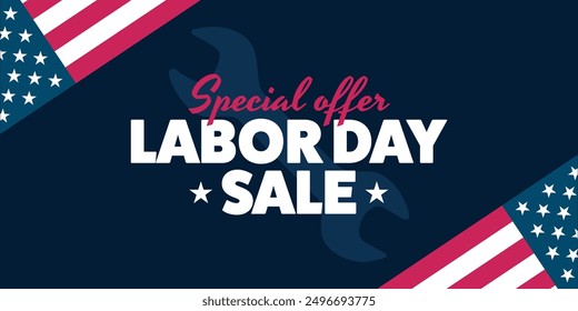 Special offer Labor Day sale vector background template. Marketing, promotion, celebration advertising banner.