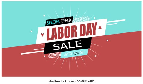 Special offer labor day(USA) sale on colorful background.