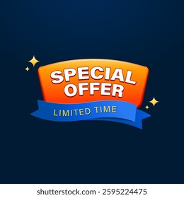 : Special offer with limited time offer banner design. Vector illustration for ecommerce, shopping, online sale, marketing, social media post, web