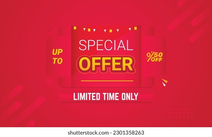 Oferta especial, tiempo limitado sólo descuento diseño de banner vector libre