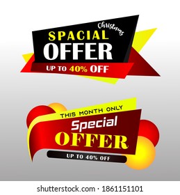 Special offer logo for this month and week. Discount banner shape. Coupon Bubble Icon Summary. Vector template