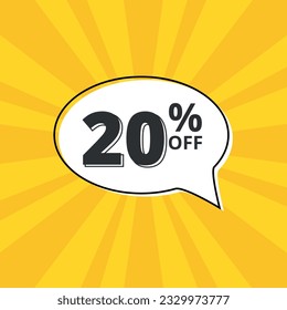 Special Offer Marketing Announcement. Discount promotion for physical and digital businesses. Special offer 20% off Yellow banner design template.