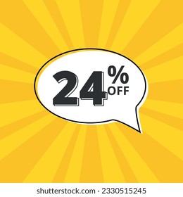 Special Offer Marketing Announcement. Discount promotion for physical and digital businesses. Special offer 24% off Yellow banner design template.