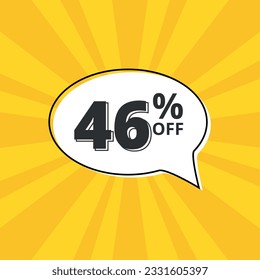 Special Offer Marketing Announcement. Discount promotion for physical and digital businesses. Special offer 46% off Yellow banner design template.