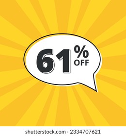 Special Offer Marketing Announcement. Discount promotion for physical and digital businesses. Special offer 61% off Yellow banner design template.