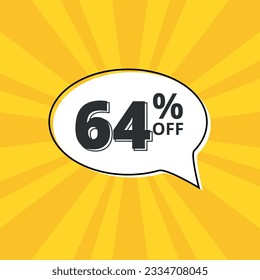 Special Offer Marketing Announcement. Discount promotion for physical and digital businesses. Special offer 64% off Yellow banner design template.