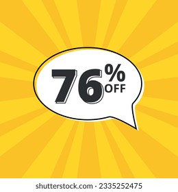 Special Offer Marketing Announcement. Discount promotion for physical and digital businesses. Special offer 76% off Yellow banner design template.
