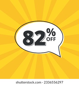 Special Offer Marketing Announcement. Discount promotion for physical and digital businesses. Special offer 82% off Yellow banner design template.