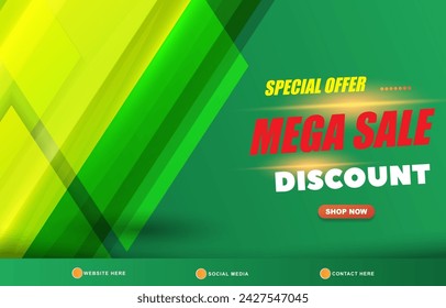 special offer mega sale discount sale template banner with copy space for product sale with abstract gradient green background design 6