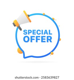 Special offer message icon. Megaphone icon. Flat style. Vector icons.