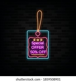 Special Offer Neon Signs Vector. Design Template Neon Style