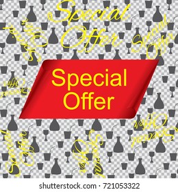 special offer, on a red ribbon. transparent background.