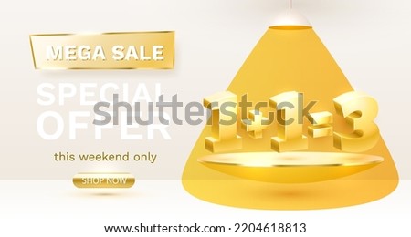 Special offer One plus one equals three, sale off poster. Vector illustration