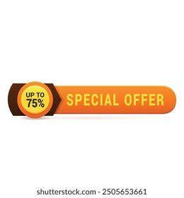 Special offer orange label shopping sale clearance announce design template realistic vector illustration. Shop store discount price off cost reduction Black Friday commercial marketing promo