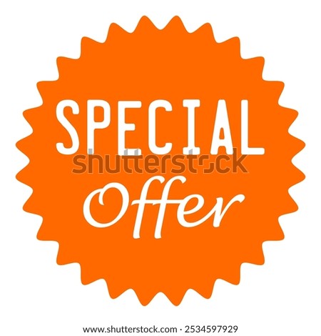 Special Offer orange round sticker isolated on white background. Stock vector.