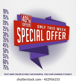 Special offer origami template design. Vector and illustration.