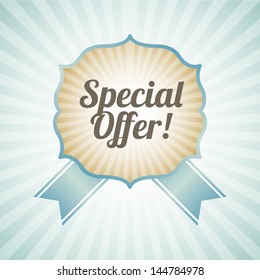 special offer over blue background vector illustration