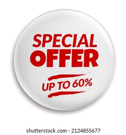 Special Offer Pin Badge. Metal Button Mockup