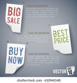 Special offer poster with labels and discount symbols on grey background vector illustration