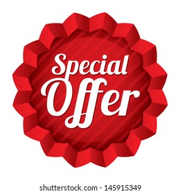 Special offer price tag. Vector red round star sticker. Icon for shopping. Isolated on white.