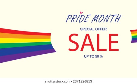 oferta especial para celebrar el mes del Orgullo, hermoso vector, hasta el 50 por ciento