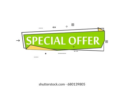 Special offer. Promotion speech bubble icon tag offering special offer. Discount and price reduction advertisement vector illustration. Sticker isolated on white background
