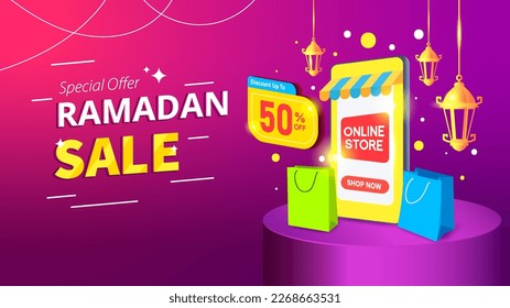 Special offer ramadan sale. ramadan kareem concept and 50% discount sale. holiday. Ramadan special sale. for website banners celebrating the holy month of Ramadan