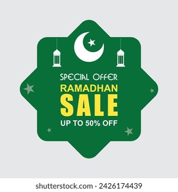 OFERTA ESPECIAL RAMADHAN VENTA, banner, forma cuadrada Verde, fondo de pincel, para la venta publicidad