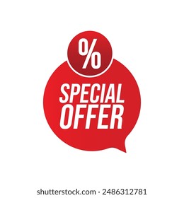 Special Offer red colored. Discount label. Big sale special offer. end of season special offer banner, Discount, Percentage, advertising campaign, mega sale, upto off, clearance, promotion, vector