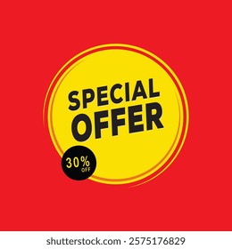 Special Offer red colored. Discount label. Big sale special offer. end of season special offer banner, Discount, Percentage, advertising campaign, mega sale, upto off, clearance, promotion, vector