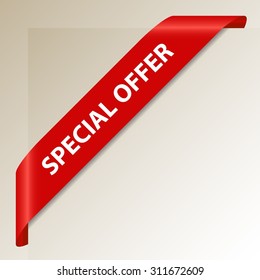 Special Offer - Red Corner Ribbon - Vector Design Element