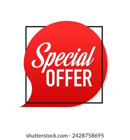 Special offer red label. Banner sale tag. Market special offer discount label. Vector illustration