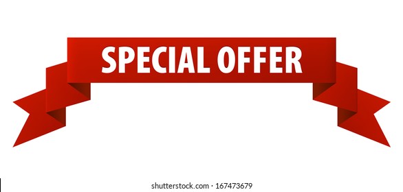 Special offer red ribbon banner icon isolated on white background. Vector illustration