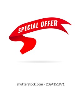 Special offer red ribbon sign vector.