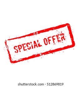 Special Offer red rubber stamp isolated on white background. Grunge rectangular seal with text, ink texture and splatter and blots, vector illustration.