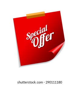Special Offer Red Sticky Notes Vector Icon Design