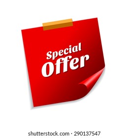 Special Offer Red Sticky Notes Vector Icon Design