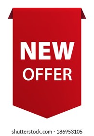 Special offer red tag ribbon banner icon isolated on white background. Vector illustration