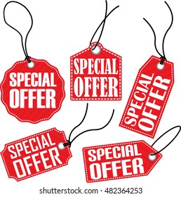 Special offer red tag set, vector illustration