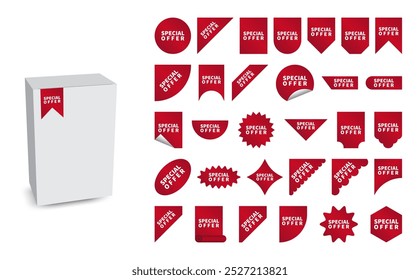 Special offer red tags collection vector isolated on a white background