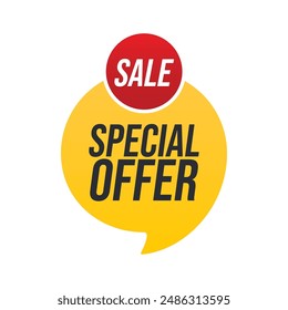 Oferta especial Rojo amarillo. Etiqueta de descuento. Gran oferta especial de venta, Anuncio de fin de temporada, descuento, porcentaje, campaña publicitaria, mega venta, upto off, liquidación, promoción, Vector eps10