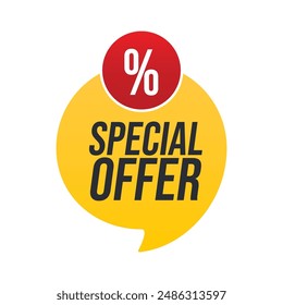 Special Offer red yellow colored. Discount label. Big sale special offer, end of season banner, Discount, percentage, advertising campaign, mega sale, upto off, clearance, promotion, vector eps10