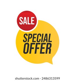 Special Offer red yellow colored. Discount label. Big sale special offer, end of season banner, Discount, percentage, advertising campaign, mega sale, upto off, clearance, promotion, vector eps10