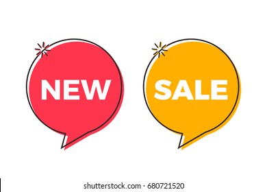 Special offer red and yellow geometric trendy bubbles. Vector retro design. New Sale price label set