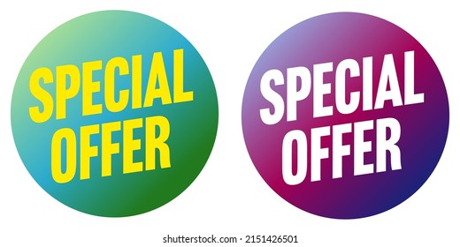 Oferta especial pegatina redonda con diseño 3d degradado. Ilustración del vector de mejor negociación de botón aislada en fondo blanco