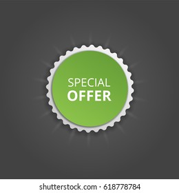 Special offer round sticker. Vector color banner.