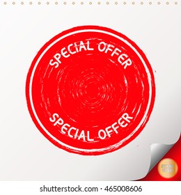 SPECIAL OFFER. Rubber Stamp with red color have porous and rough on white paper background. For make a mark or design your product using a stamp or seal. Easy to change color. Unique character.