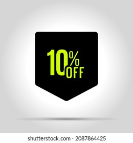 Special offer sale a 10% off discount. Green text on red tag. For discounts, of an advertising campaign, advertising marketing sales, a unique offer, black friday. Cyber monday. Vector illustration.