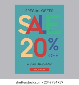 Special offer sale 20% off discount promotion poster