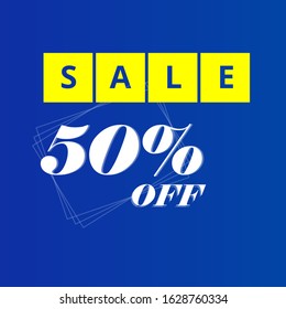 Special offer sale 50% off stylish modern blue and yellow tag banner design. Sale promotion banner. Discount label. Discount tag banner. Shopping and price symbol for banner, website, flyer, brochure